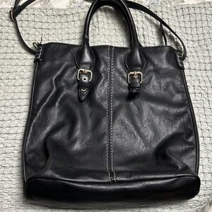 David Jones Chic Black Leather Tote shoulder Bag